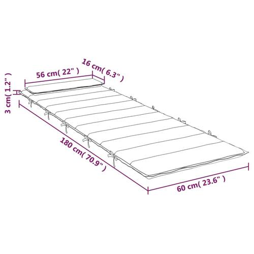 Hynde til liggestol 180x60x3 cm oxfordstof striber blå og hvid