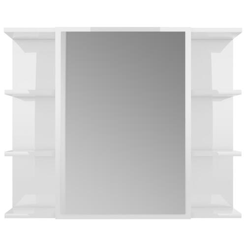 Badeværelsesskab m. spejl 80x20,5x64 cm spånplade hvid højglans