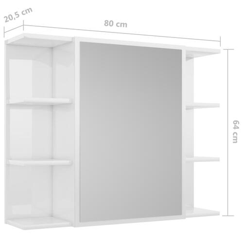 Badeværelsesskab m. spejl 80x20,5x64 cm spånplade hvid højglans