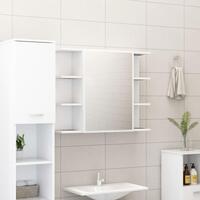 Badeværelsesskab med spejl 80x20,5x64 cm konstrueret træ hvid