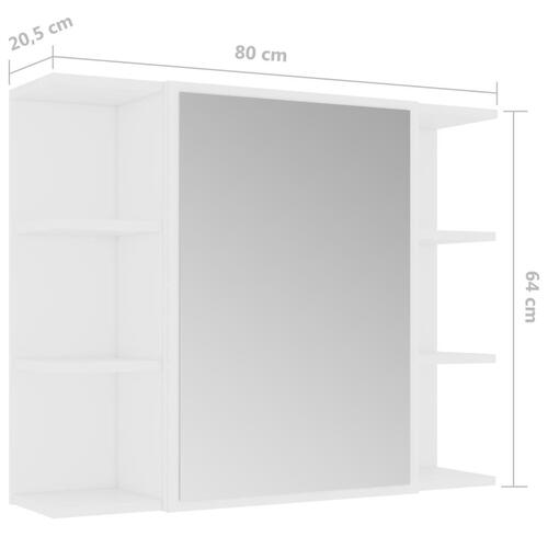 Badeværelsesskab med spejl 80x20,5x64 cm konstrueret træ hvid