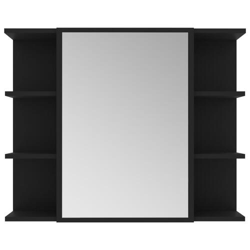 Badeværelsesskab med spejl 80x20,5x64 cm konstrueret træ sort