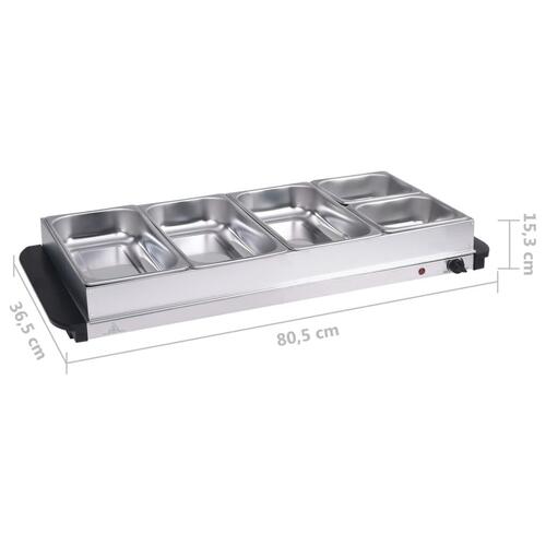Buffetvarmer 400 W 3x2,5 l + 2x1 l rustfrit stål