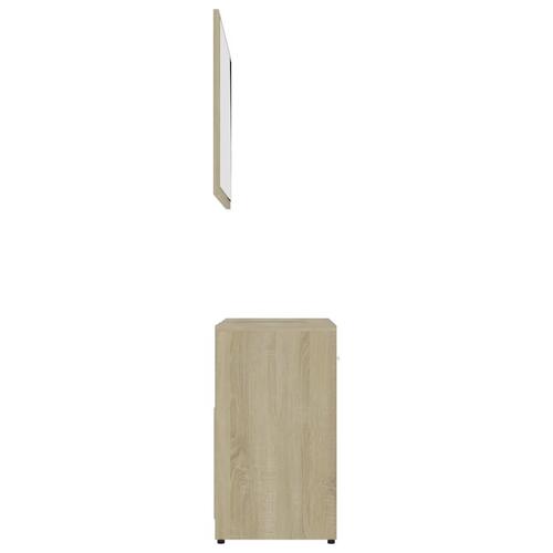 Møbelsæt til badeværelse konstrueret træ hvid og sonoma-eg
