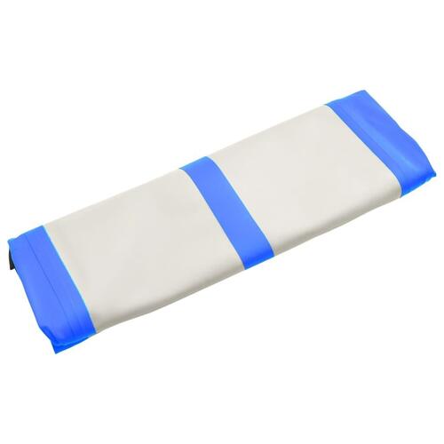 Oppustelig gymnastikmåtte m. pumpe 400x100x15 cm PVC blå