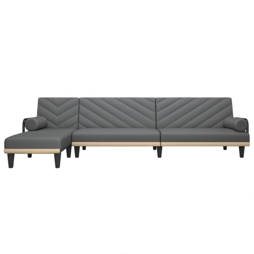 L-formet sovesofa 260x140x70 cm stof mørkegrå