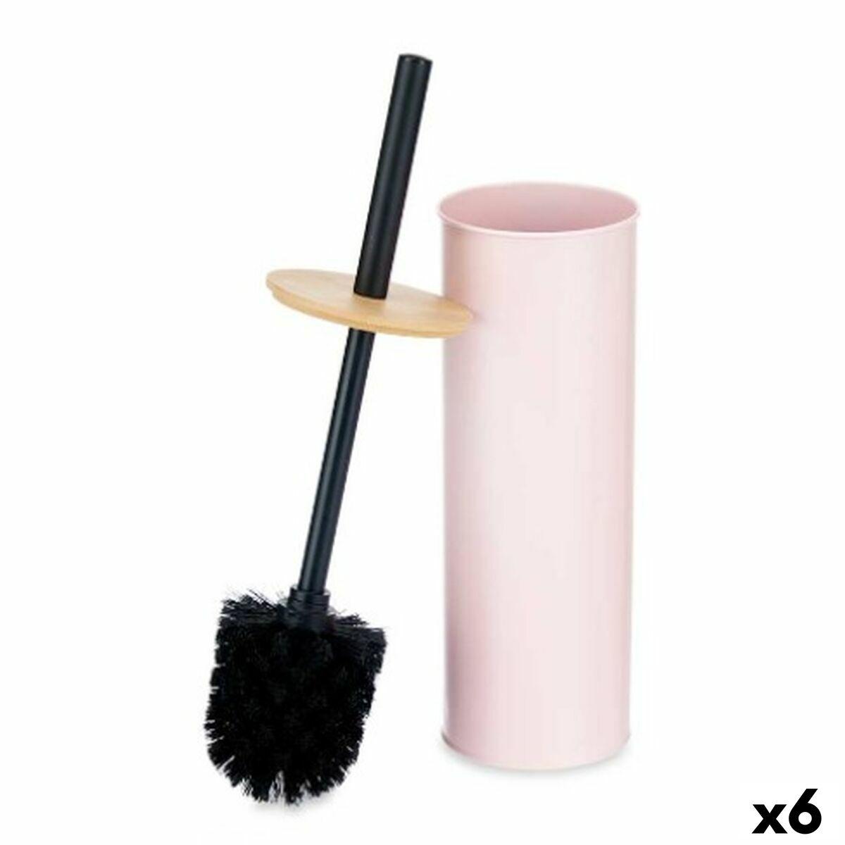 Berilo toiletbørste med holder - pink metal og bambus, 9,5 × 27 × 9,5 cm (6 stk)