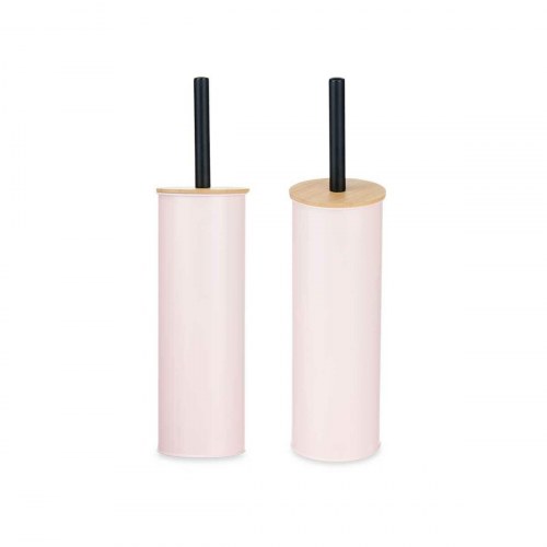 Berilo toiletbørste med holder - pink metal og bambus, 9,5 × 27 × 9,5 cm (6 stk)