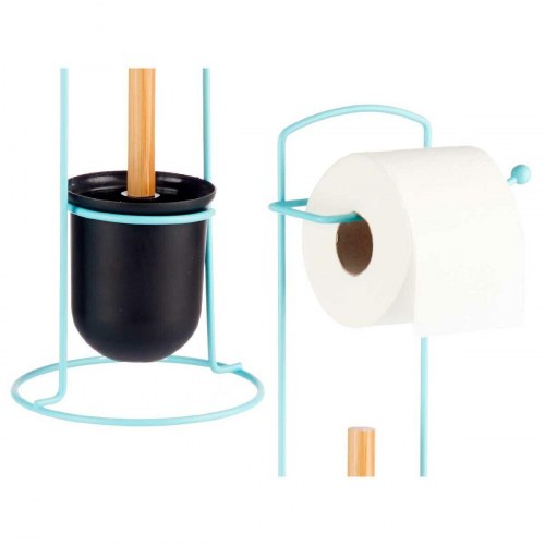 Berilo toiletpapirholder med toiletbørste - blå, 17 × 57 × 16,5 cm (6 stk.)
