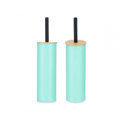 Toiletbørste Berilo - mint holder i metal med bambuslåg, plastikbørste 9,5 × 27 × 9,5 cm (6 stk.)