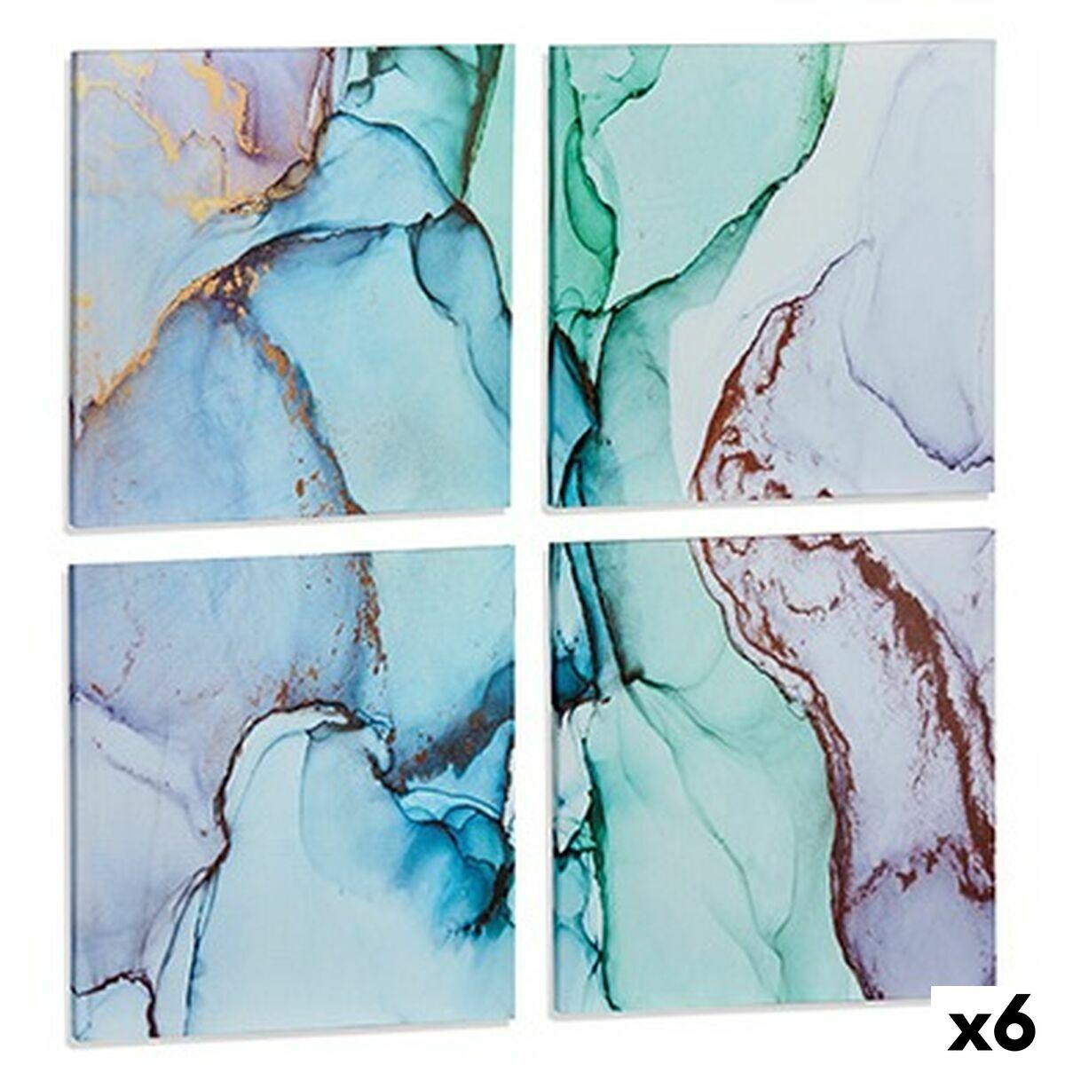 Sæt med 4 malerier Lærred Marmor Blå 35 x 7 x 35 cm (6 enheder)