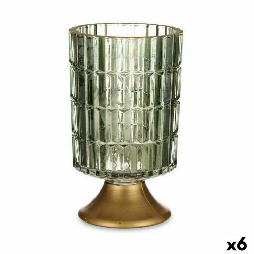 LED-lanterne - grøn/gylden glas, 10,7 × 18 × 10,7 cm (6 stk.)