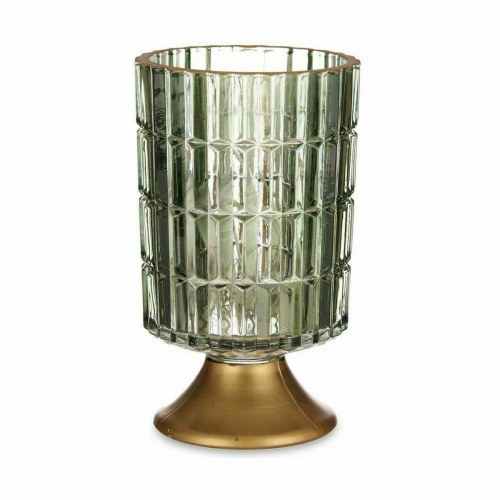 LED-lanterne - grøn/gylden glas, 10,7 × 18 × 10,7 cm (6 stk.)