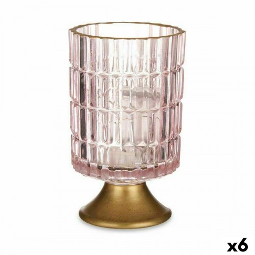 LED-lanterne i glas - pink/guld, 10,7 × 18 cm (6 stk.)