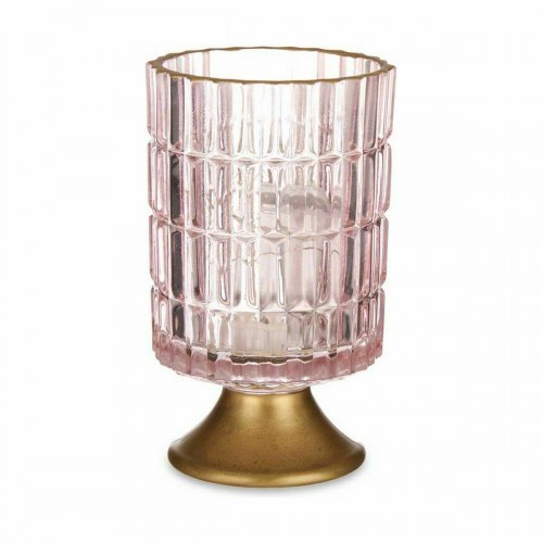 LED-lanterne i glas - pink/guld, 10,7 × 18 cm (6 stk.)