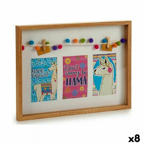 Væg billedramme - Multifarvet træ med lama og kvaster, 30 × 41 cm (8 stk)