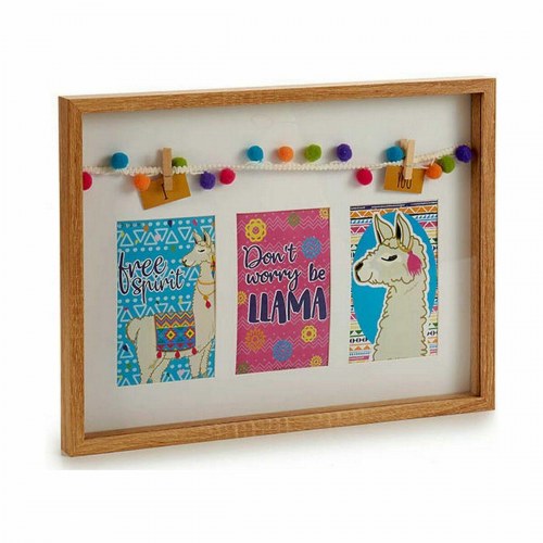 Væg billedramme - Multifarvet træ med lama og kvaster, 30 × 41 cm (8 stk)