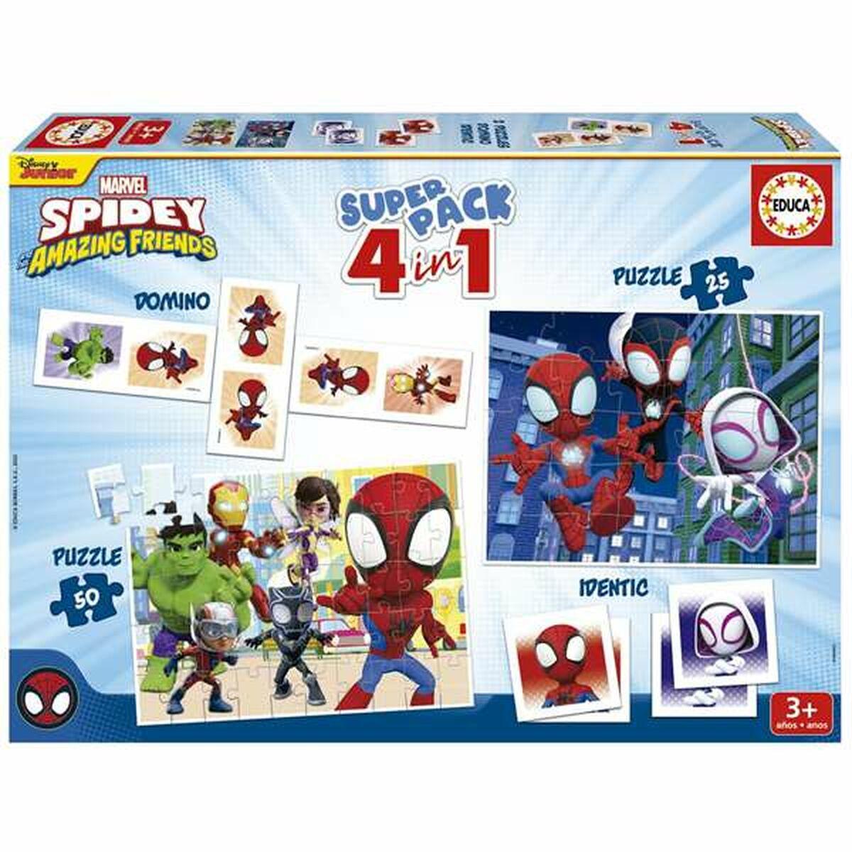 Spidey Superpack 4-i-1 - sæt med 4 spil og puslespil