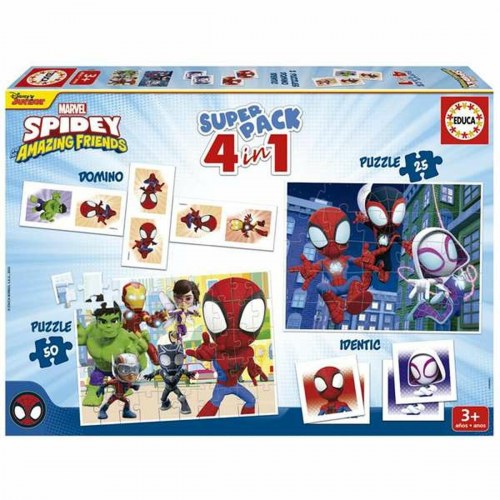 Spidey Superpack 4-i-1 - sæt med 4 spil og puslespil