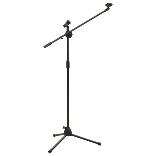 Mikrofonstativ med trefod dobbelt klemmeholder