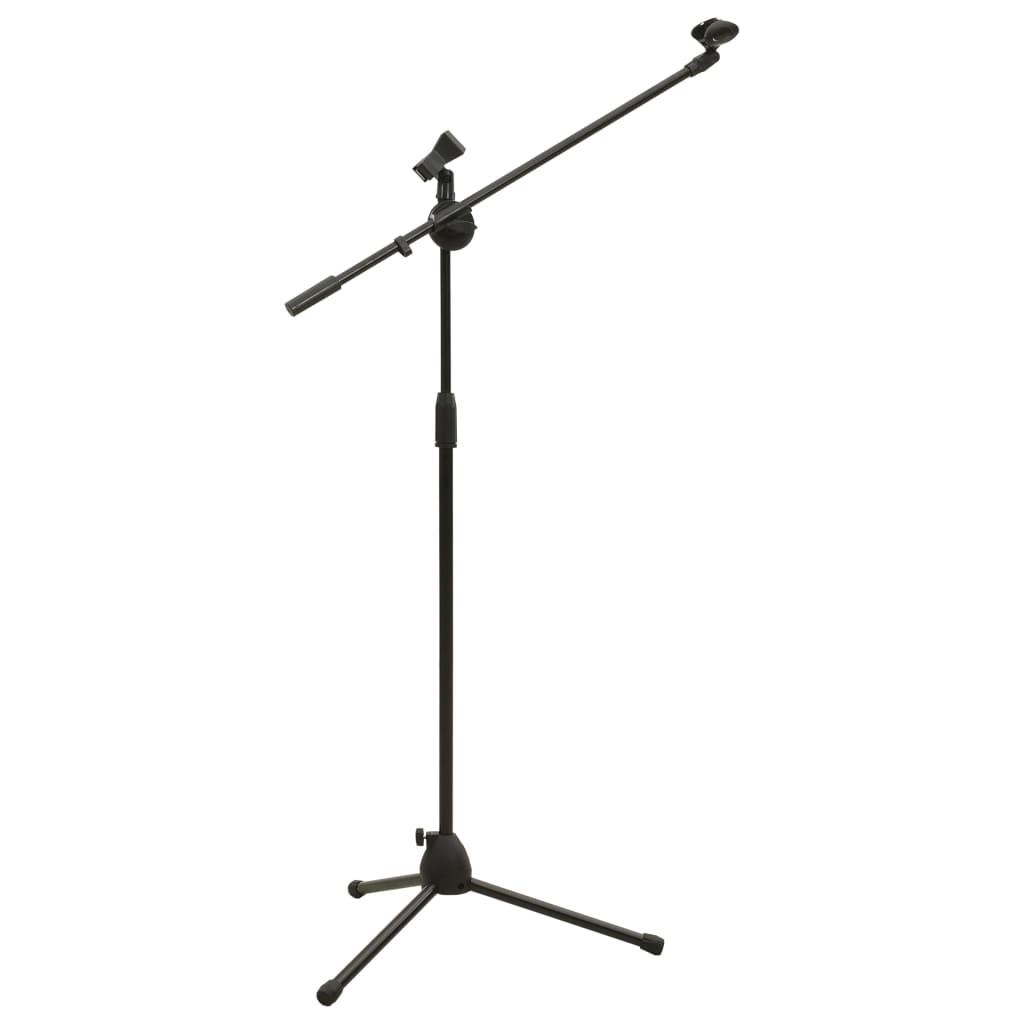 Mikrofonstativ med trefod dobbelt klemmeholder