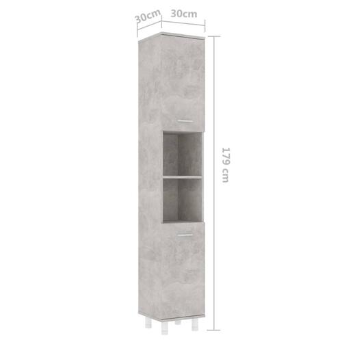 Badeværelsesskab 30x30x179 cm spånplade betongrå