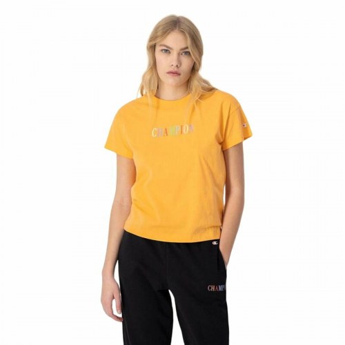 Champion crewneck croptop T-shirt til kvinder - gul (XS)