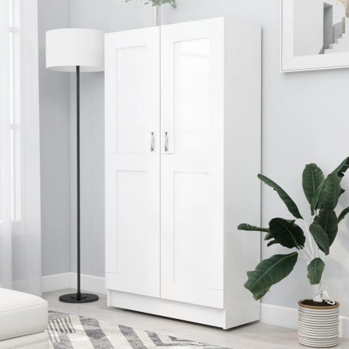 Bogskab med låger - 82,5×30,5×150 cm, hvid konstrueret træ