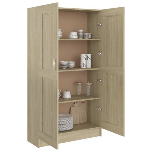 Bogreol med låger 82,5×30,5×150 cm - konstrueret træ i sonoma-eg