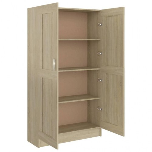 Bogreol med låger 82,5×30,5×150 cm - konstrueret træ i sonoma-eg