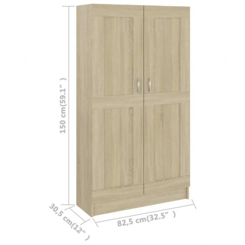 Bogreol med låger 82,5×30,5×150 cm - konstrueret træ i sonoma-eg
