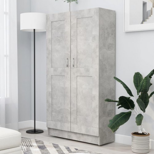 Bogreol med låger - 82,5 × 30,5 × 150 cm, konstrueret træ i betongrå