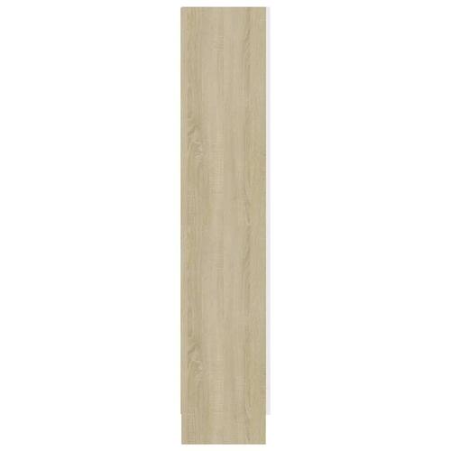 Bogreol 82,5x30,5x150 cm konstrueret træ hvid og sonoma-eg