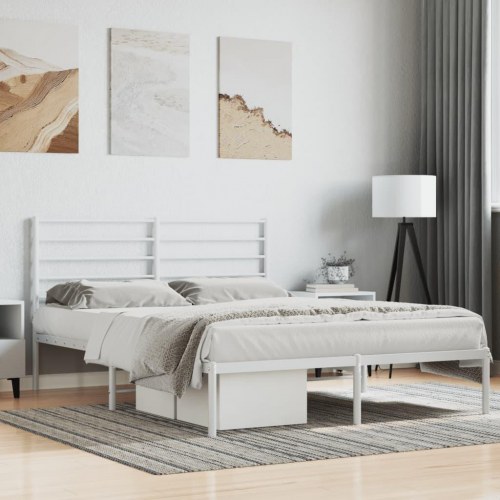 Sengeramme med sengegavl i metal - 140 x 190 cm, hvid