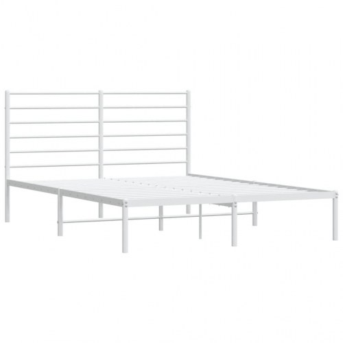 Sengeramme med sengegavl i metal - 140 x 190 cm, hvid