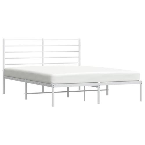Sengeramme med sengegavl 140x200 cm metal hvid