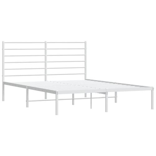 Sengeramme med sengegavl 140x200 cm metal hvid