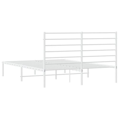 Sengeramme med sengegavl 140x200 cm metal hvid