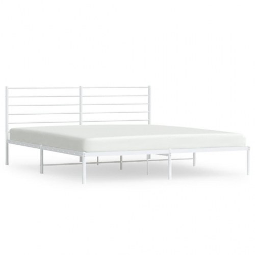 Sengeramme med sengegavl 200x200 cm - metal, hvid