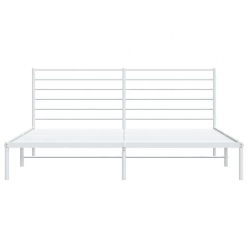Sengeramme med sengegavl 200x200 cm - metal, hvid