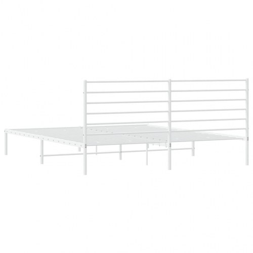 Sengeramme med sengegavl 200x200 cm - metal, hvid