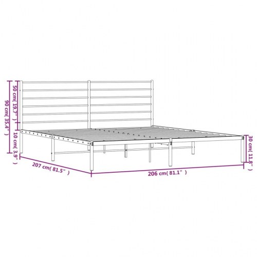 Sengeramme med sengegavl 200x200 cm - metal, hvid