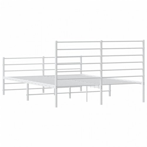 Sengeramme med sengegavl og fodgærde 120x200 cm - metal, hvid