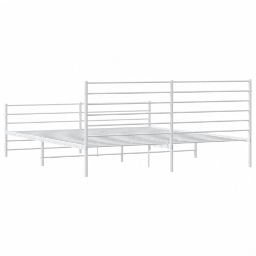 Sengeramme i metal med gavl og fodgærde 200 × 200 cm - hvid