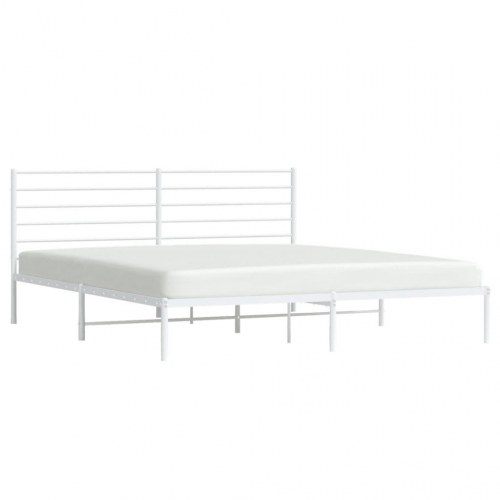 Sengeramme med sengegavl 180×200 cm - metal, hvid