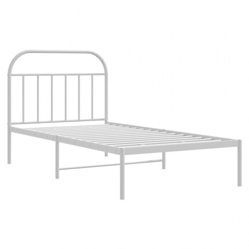 Sengeramme med sengegavl 100x200 cm - metal, hvid