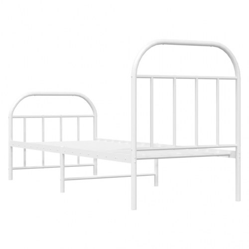 Sengeramme med sengegavl og fodgærde 75x190 cm metal hvid