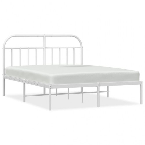Sengeramme med sengegavl 140×200 cm - metal, hvid