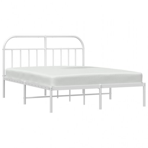 Sengeramme med sengegavl 140×200 cm - metal, hvid