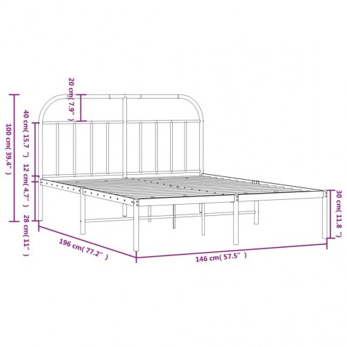Sengeramme med sengegavl 140 x 190 cm - hvid